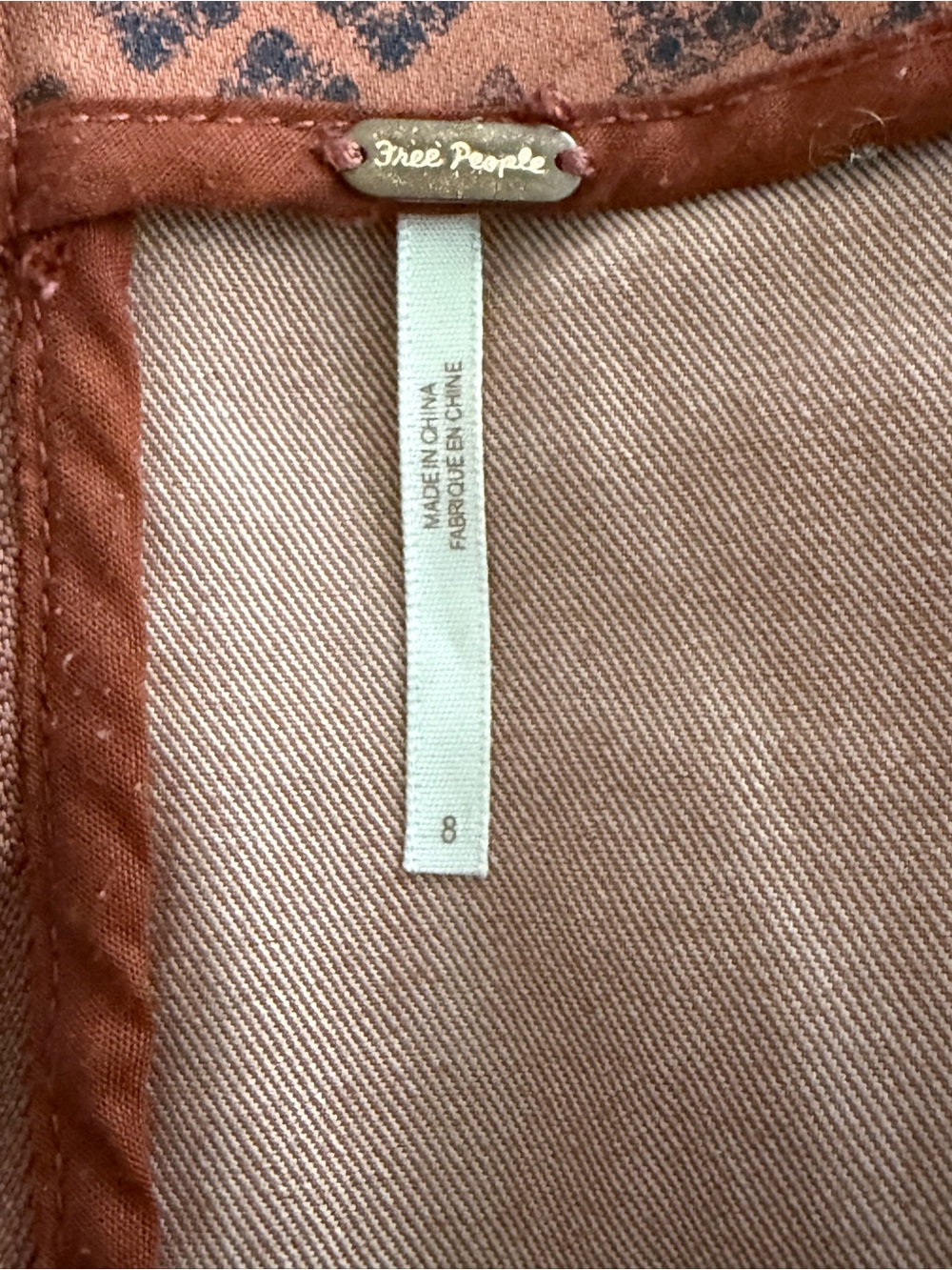 Free People Mini Skirt A line in Rust & Navy Women’s size 8 Boho - Picture 5 of 6